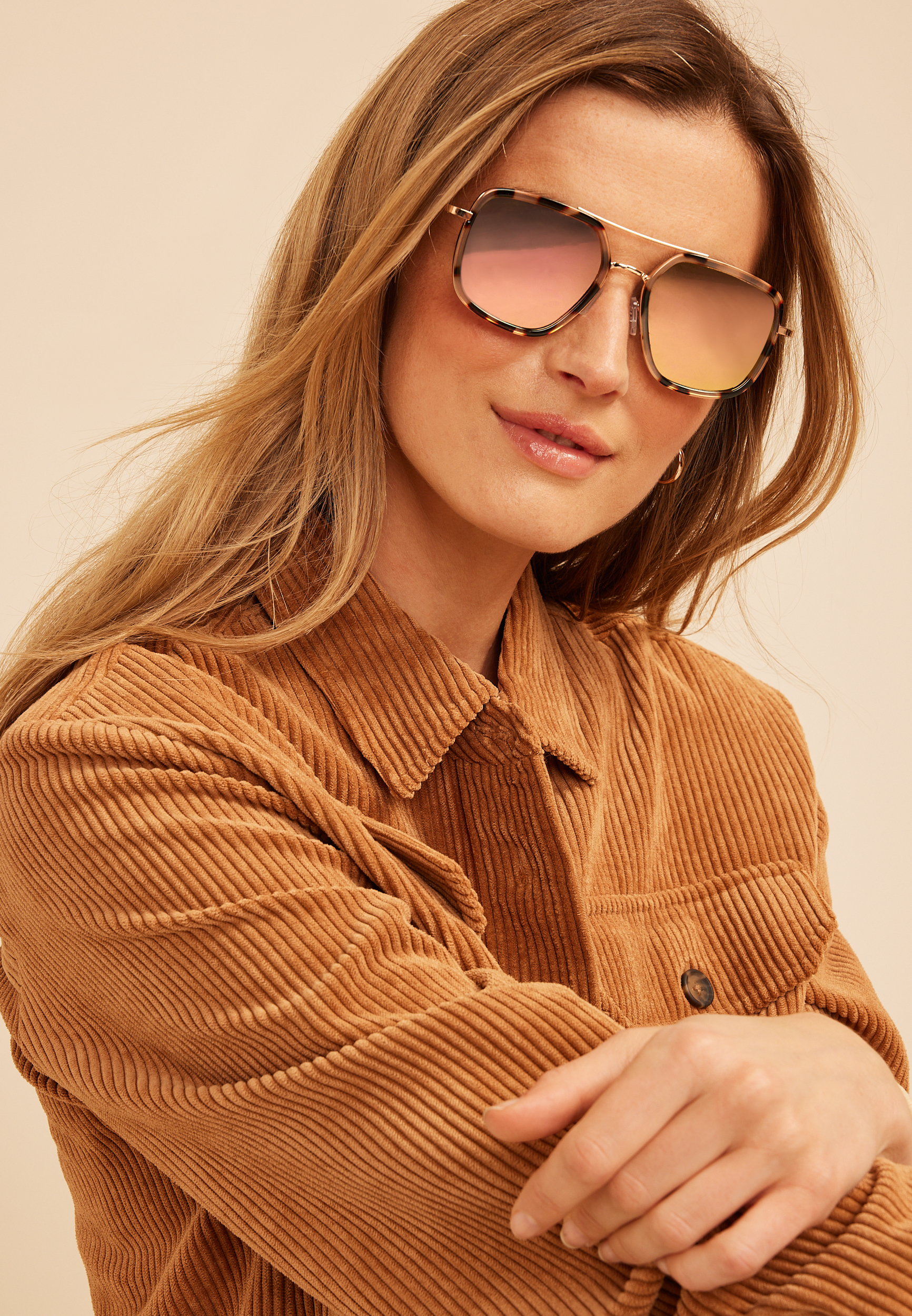 Tortoise Mirrored Square Aviator Sunglasses, C920, large