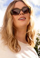 Tortoiseshell Slim Rectangle Sunglasses, C920, small