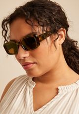 Tortoiseshell Slim Rectangle Sunglasses, C920, small