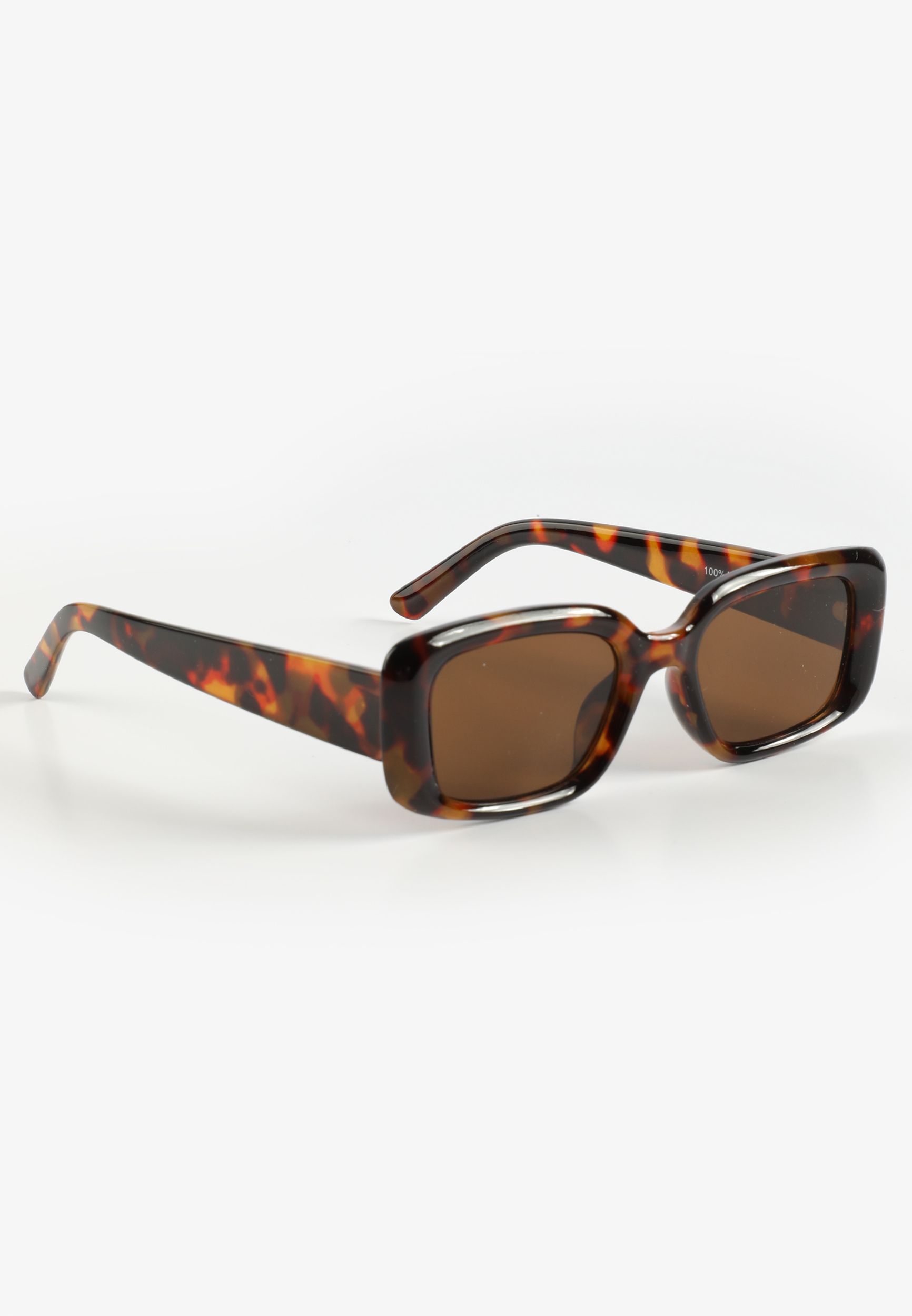 Tortoiseshell Slim Rectangle Sunglasses, C920, large