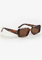 Tortoiseshell Slim Rectangle Sunglasses, C920, small