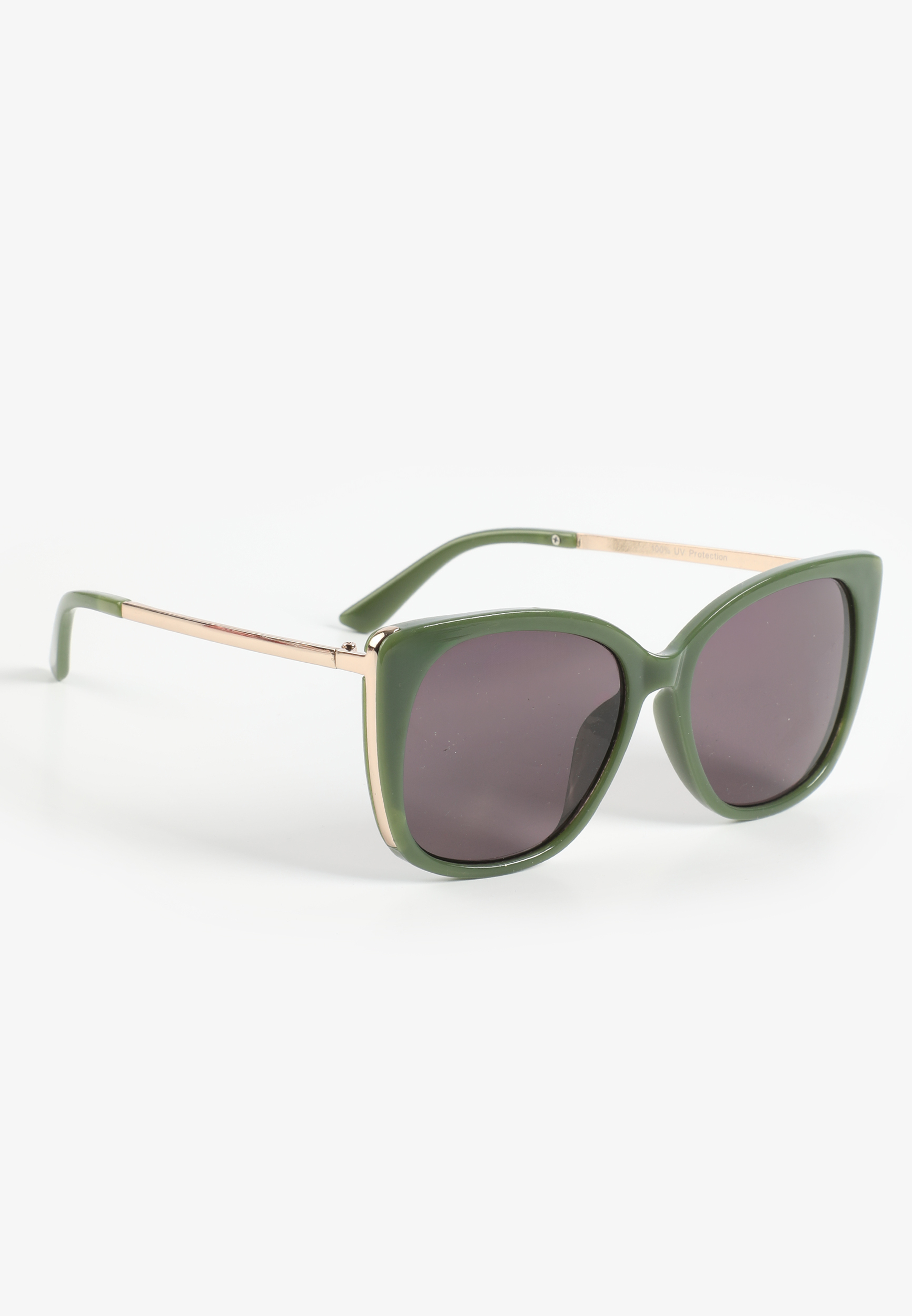Green Metal Trim Cat Eye Sunglasses