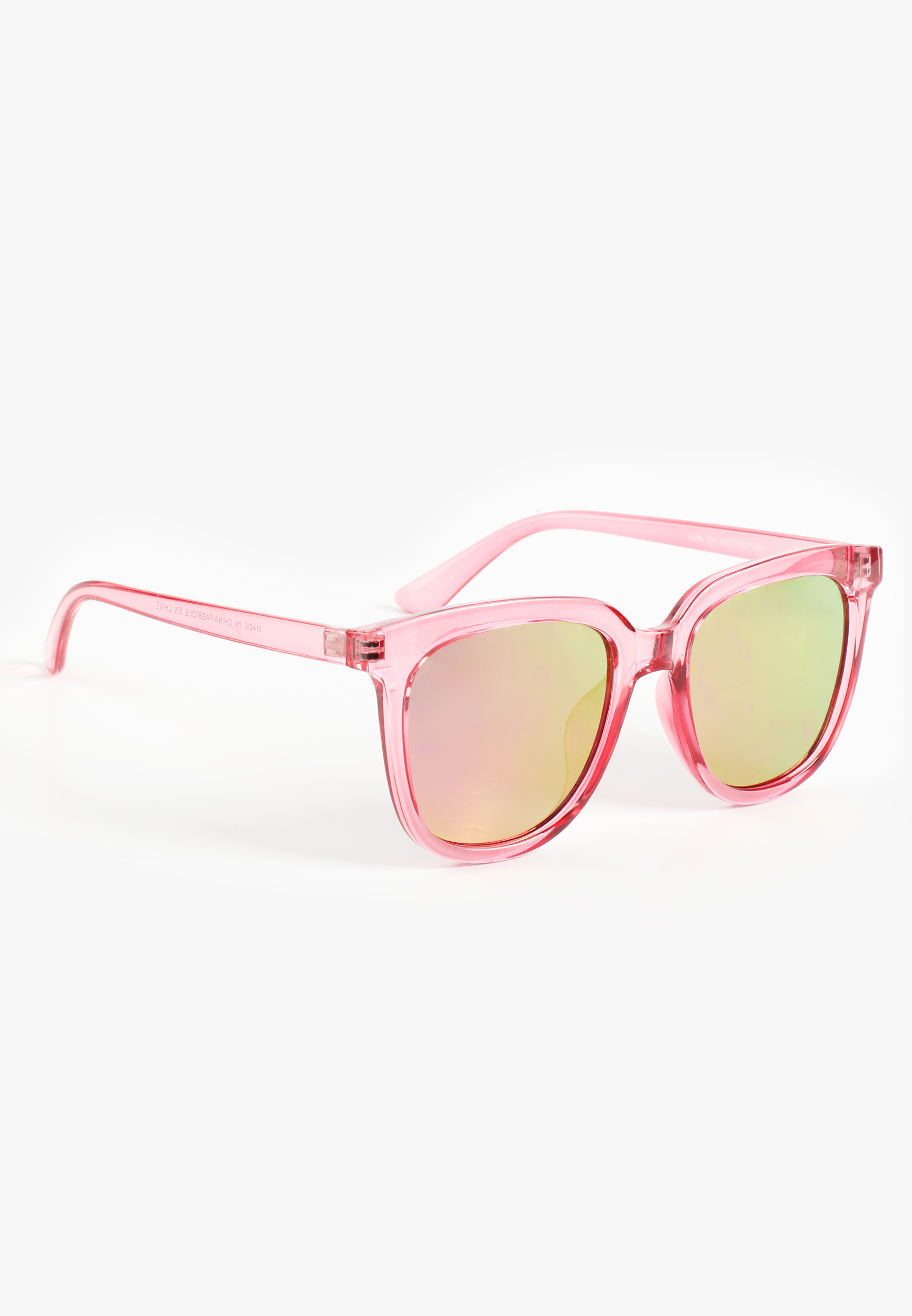 Pink Crystal Square Mirrored Sunglasses
