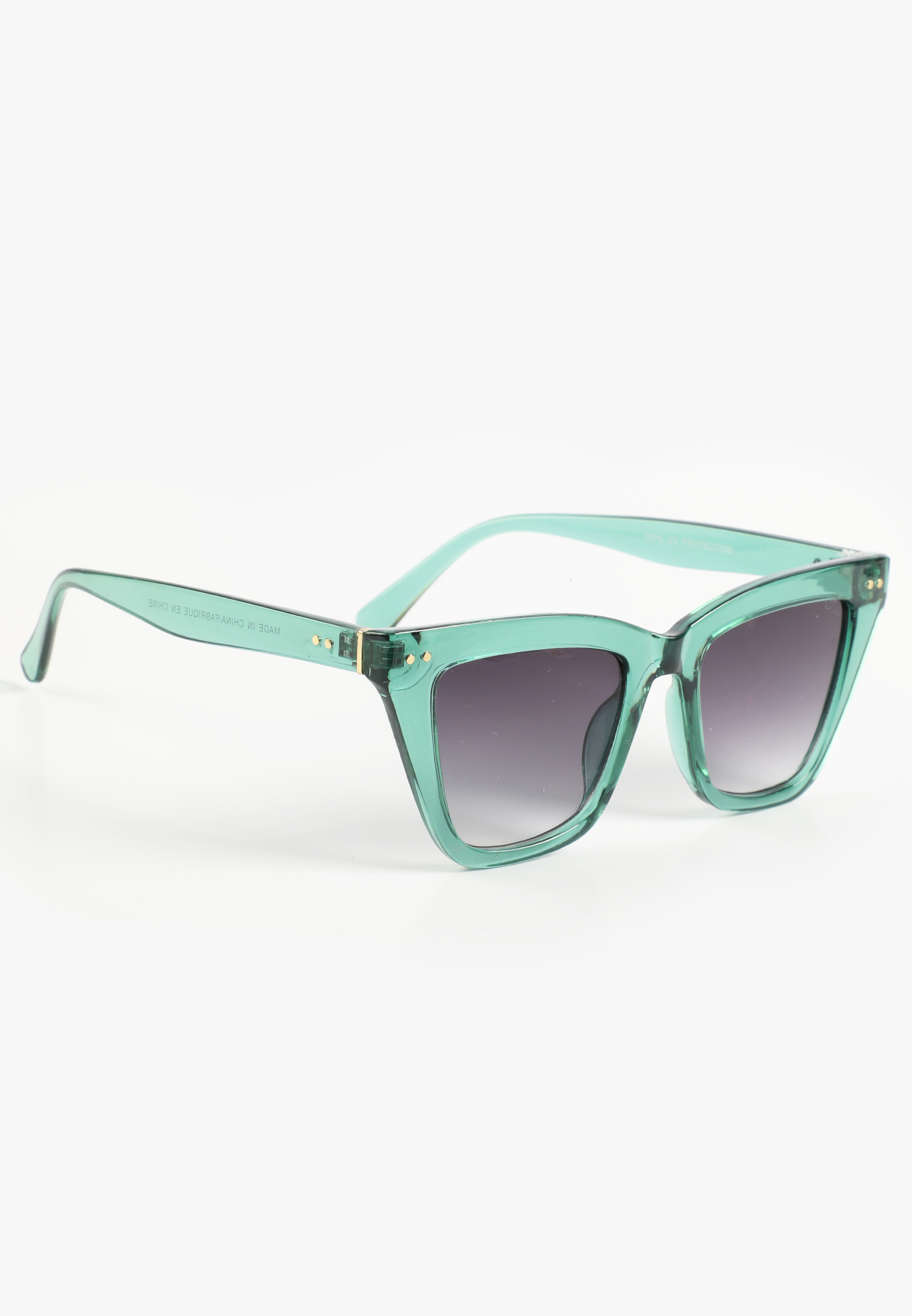 Retro Green Crystal Square Cateye Sunglasses