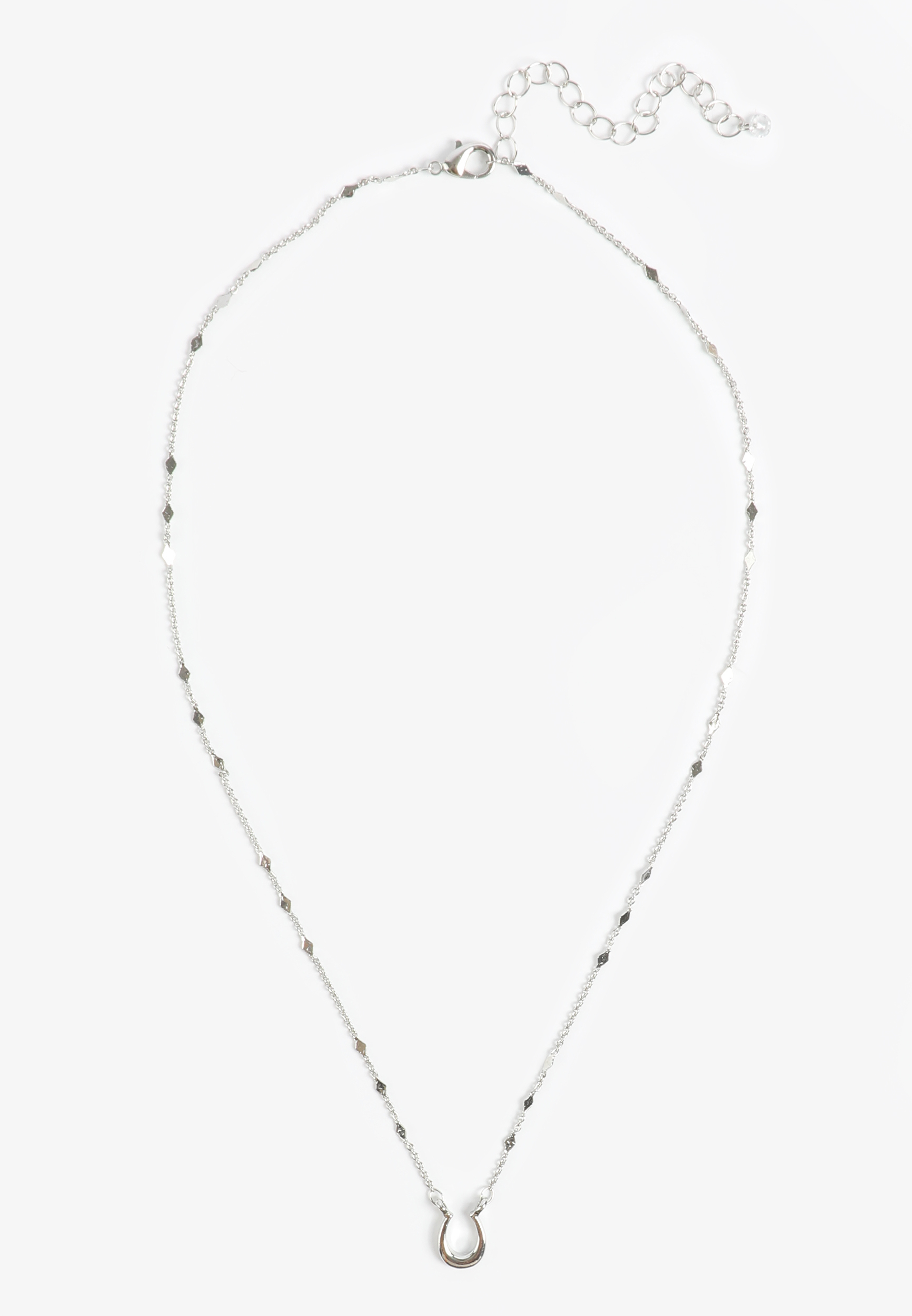 Silver Danity Horseshoe Pendant Necklace, C431, large