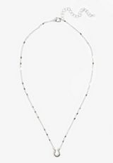 Silver Danity Horseshoe Pendant Necklace, C431, small