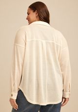 Plus Size Textured Embroidered Shacket, C4681, small