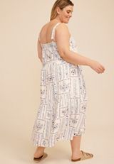 Plus Size Patchwork Bare Tie Cinched Midi Dress, C5487, small