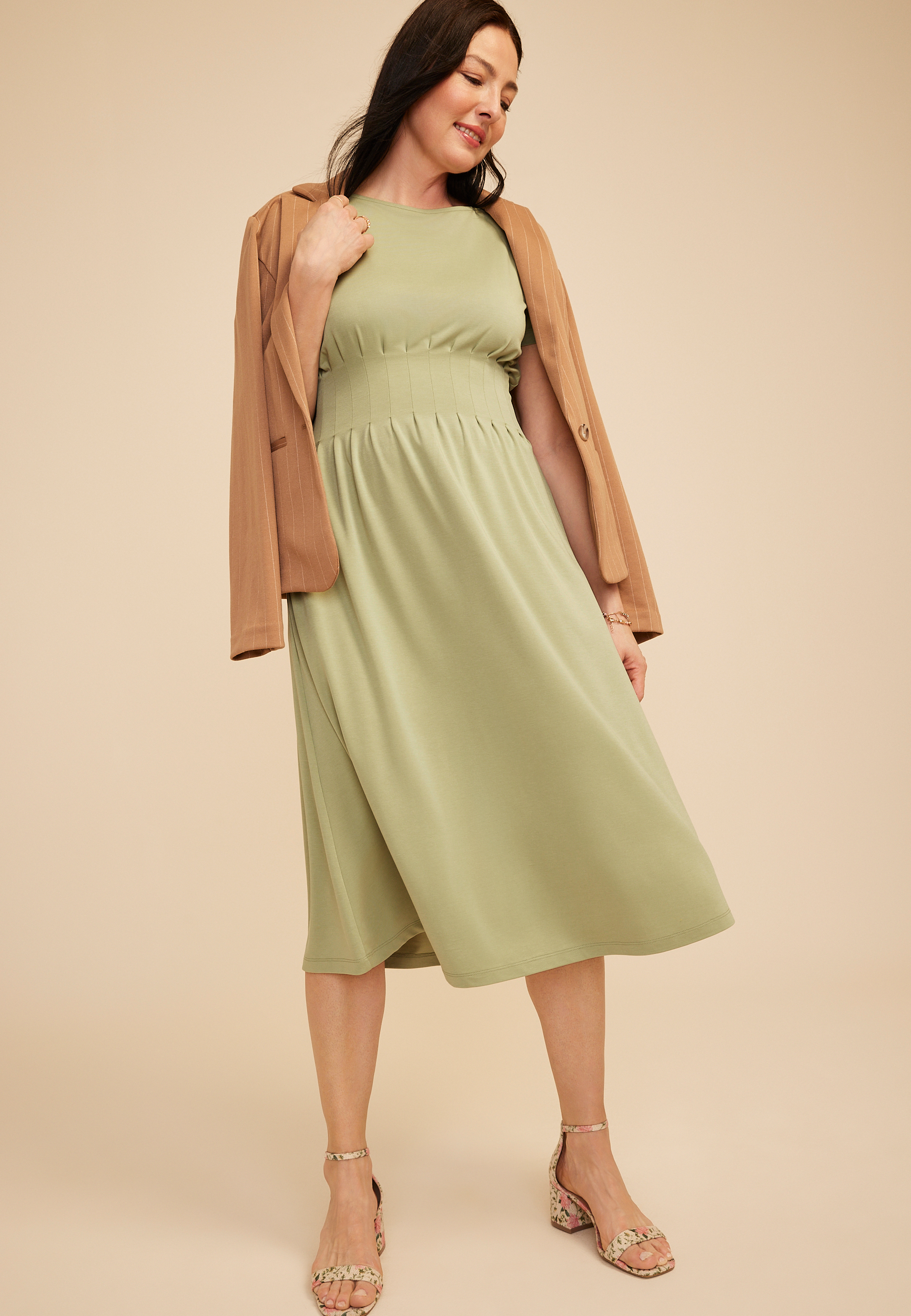 24/7 Cinched Waist Midi Dress