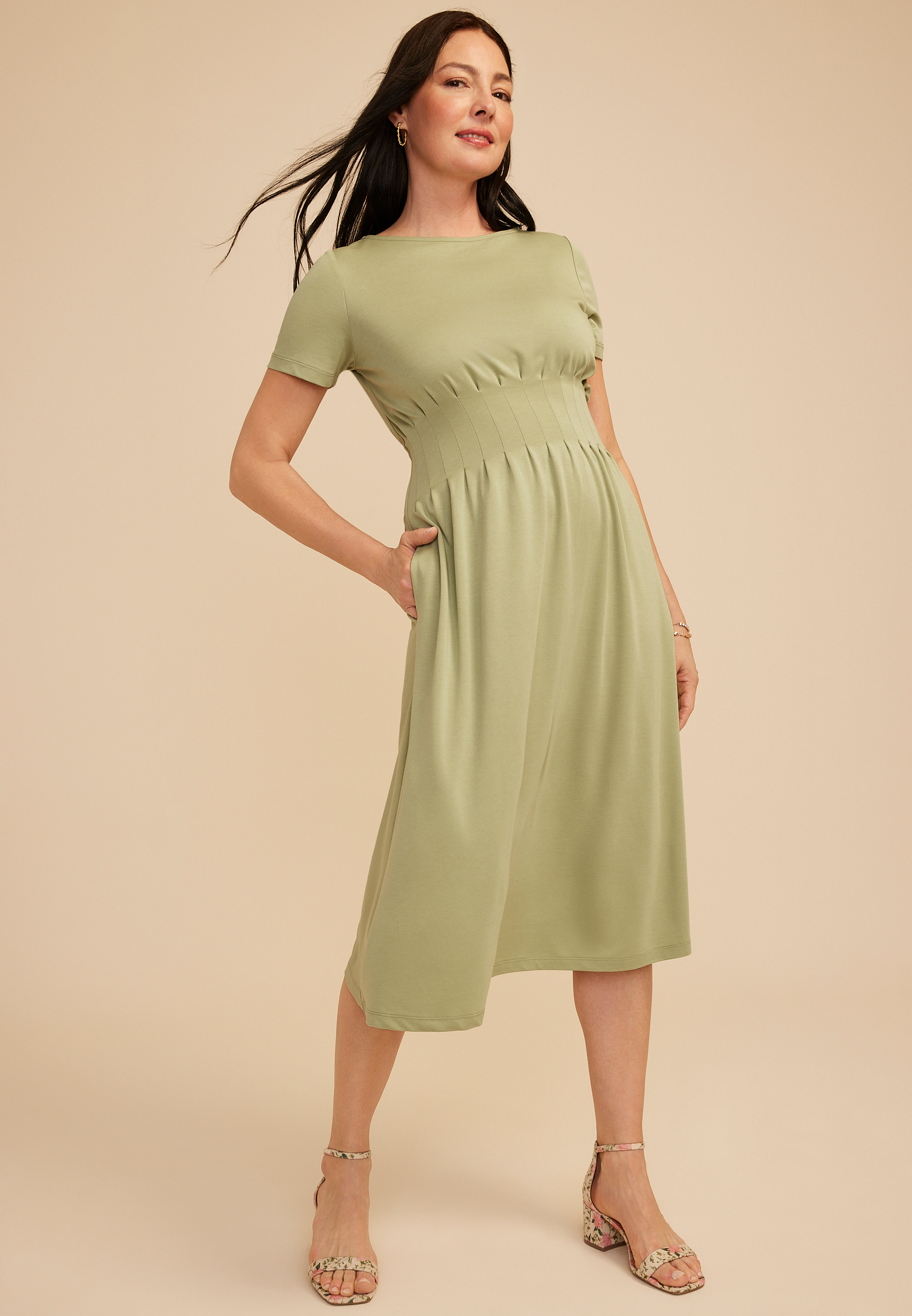 waisted midi dress Reiss Dina Waisted Cut-Out Twill Midi Dress