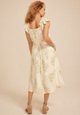 Floral Micro Flutter Sleeve Midi Dress, C3986, small
