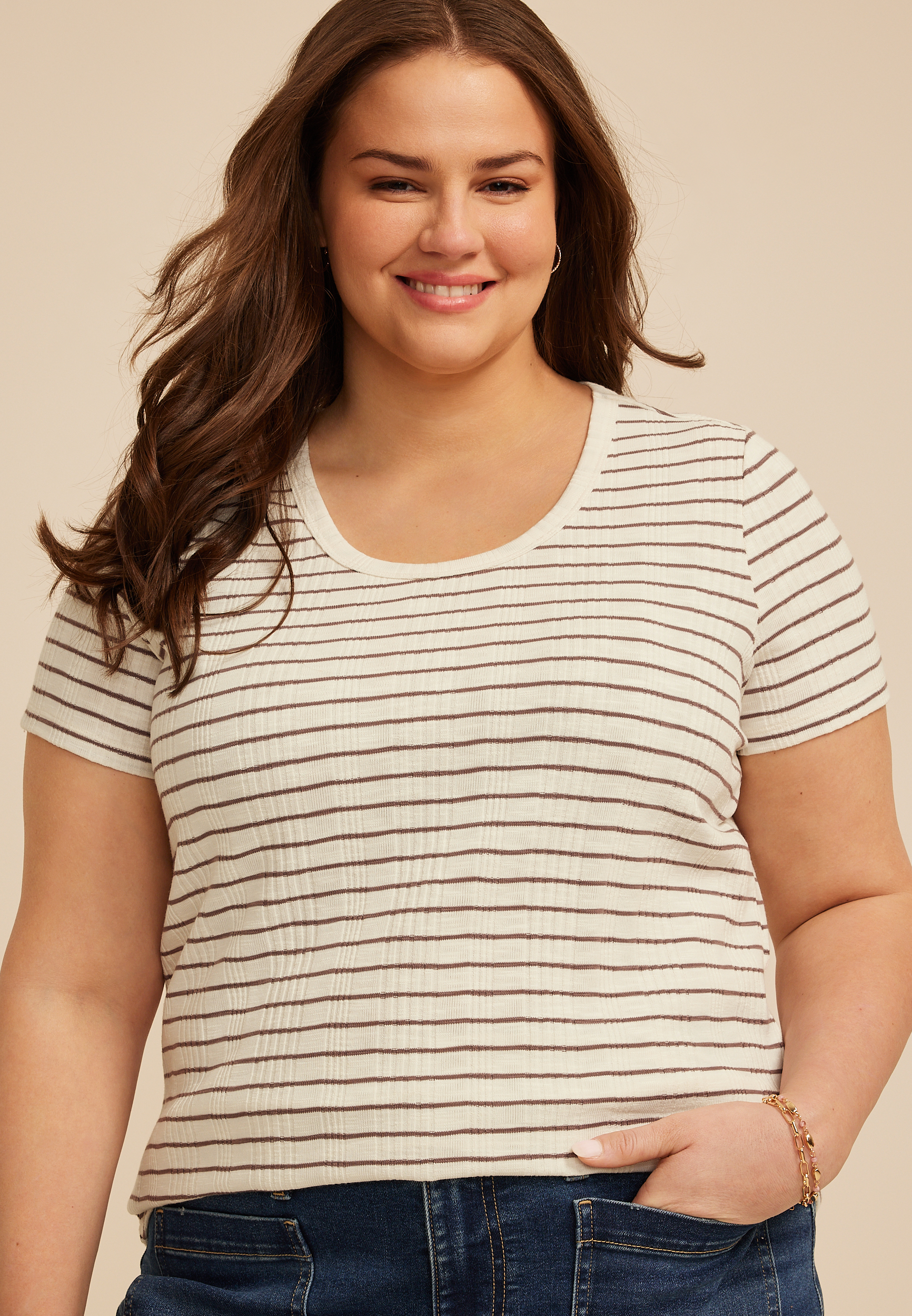 Plus Size 24/7 Striped Taylor Tee