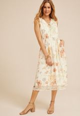 Bare Floral Lace Up Midi Dress, C5487, small