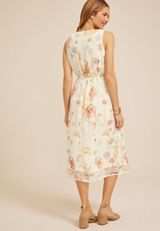 Bare Floral Lace Up Midi Dress, C5487, small