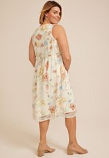 Plus Size Bare Floral Lace Up Midi Dress, C5487, small