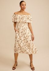 Off Shoulder Floral Midi Dress, C5487, small
