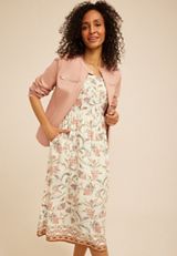 Bare Floral Border Print Midi Dress, C5487, small