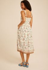Bare Floral Border Print Midi Dress, C5487, small