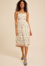 Bare Floral Border Print Midi Dress, C5487, small