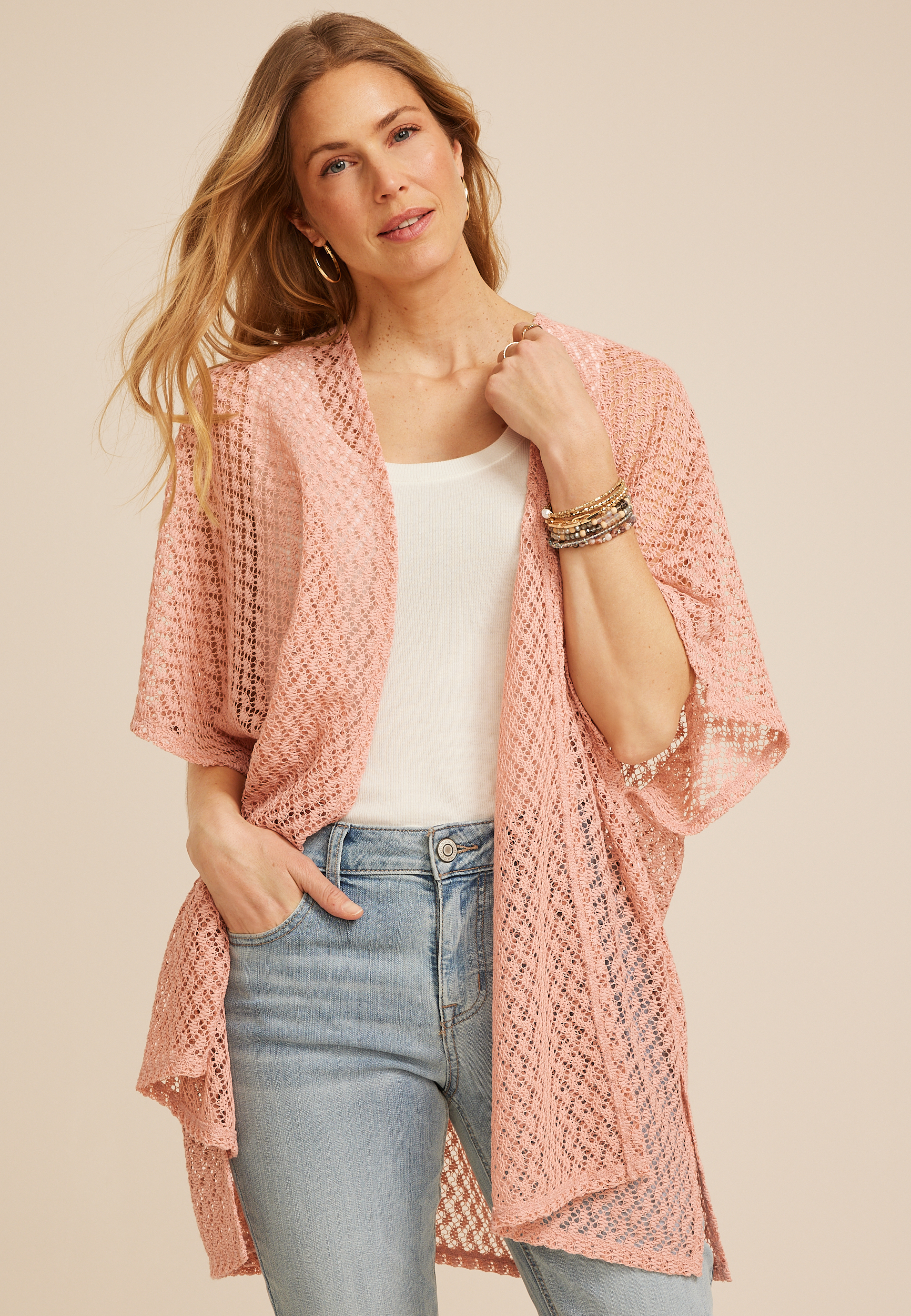 Textured Crochet Lace Kimono