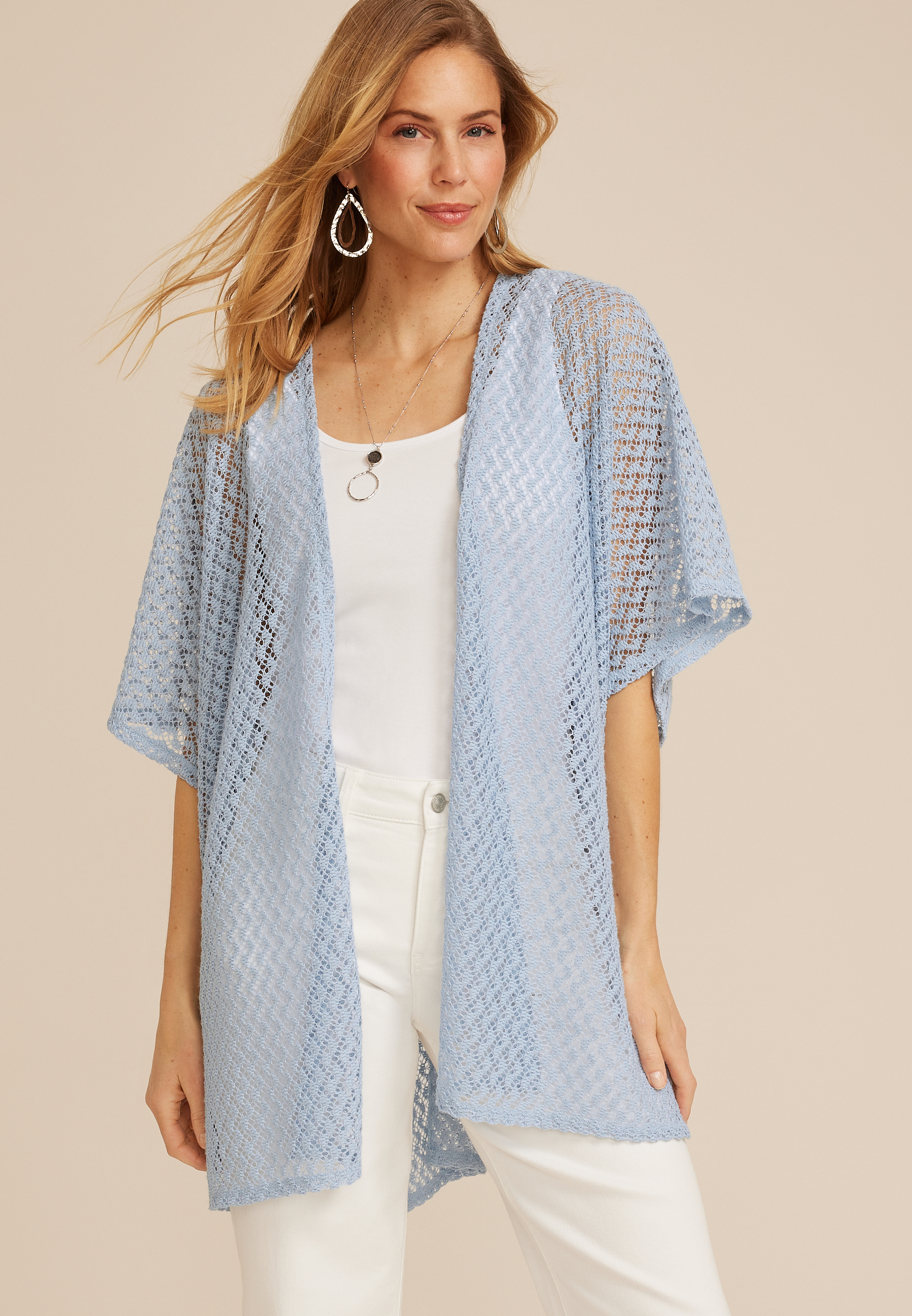 Textured Crochet Lace Kimono