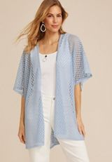 Textured Crochet Lace Kimono, C9675, small