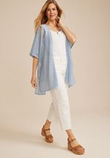 Textured Crochet Lace Kimono, C9675, small