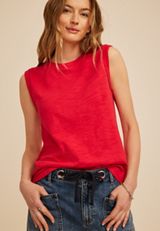 High Neck Roll Sleeve Tank Top, C9450, small
