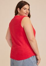 Plus Size High Neck Roll Sleeve Tank Top, C9450, small