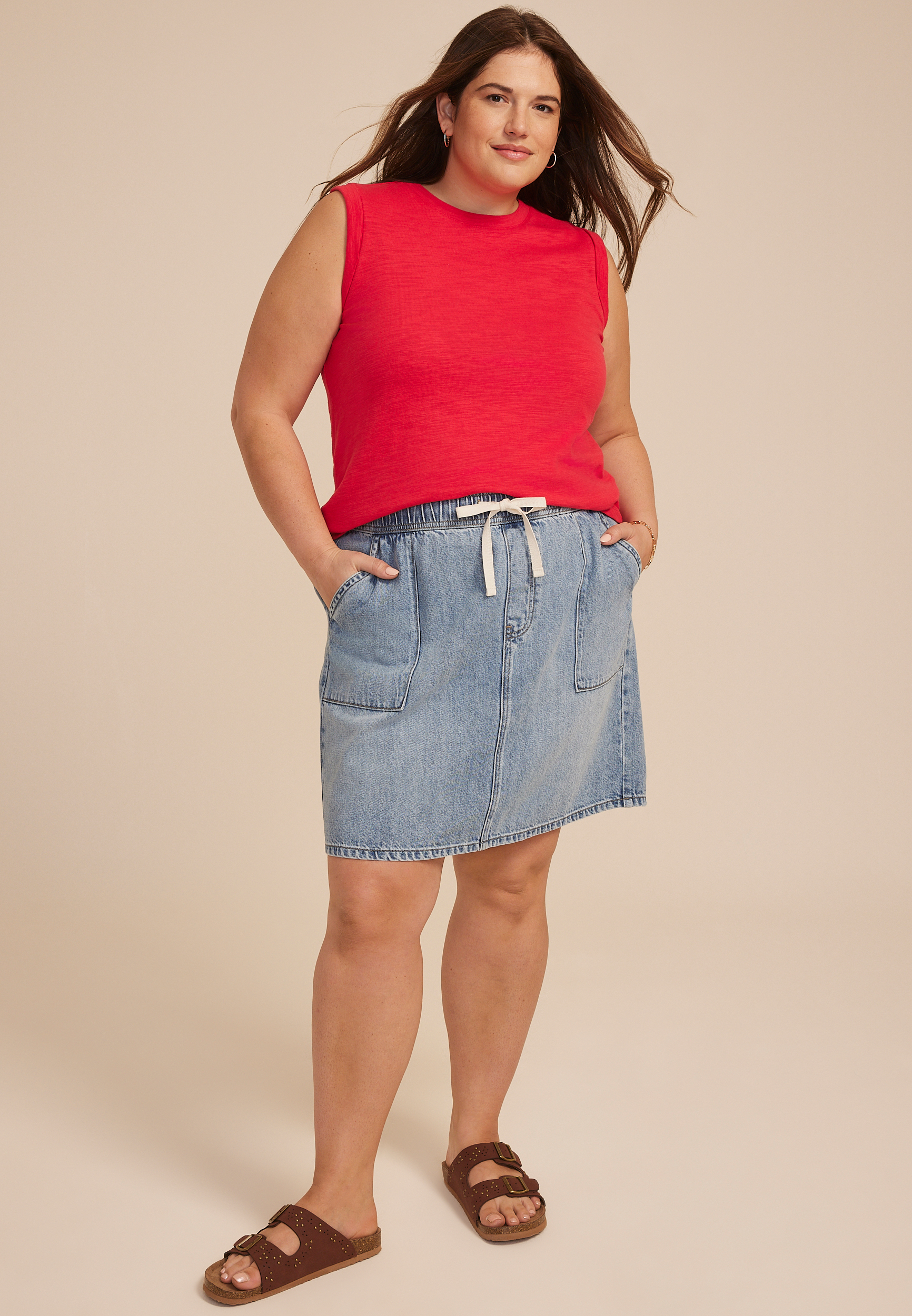Plus Size High Neck Roll Sleeve Tank Top, C9450, large