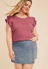 Plus Size 24/7 Double Flutter Sleeve Tee, C4867, small