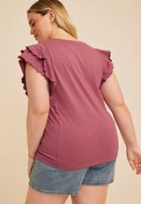 Plus Size 24/7 Double Flutter Sleeve Tee, C4867, small