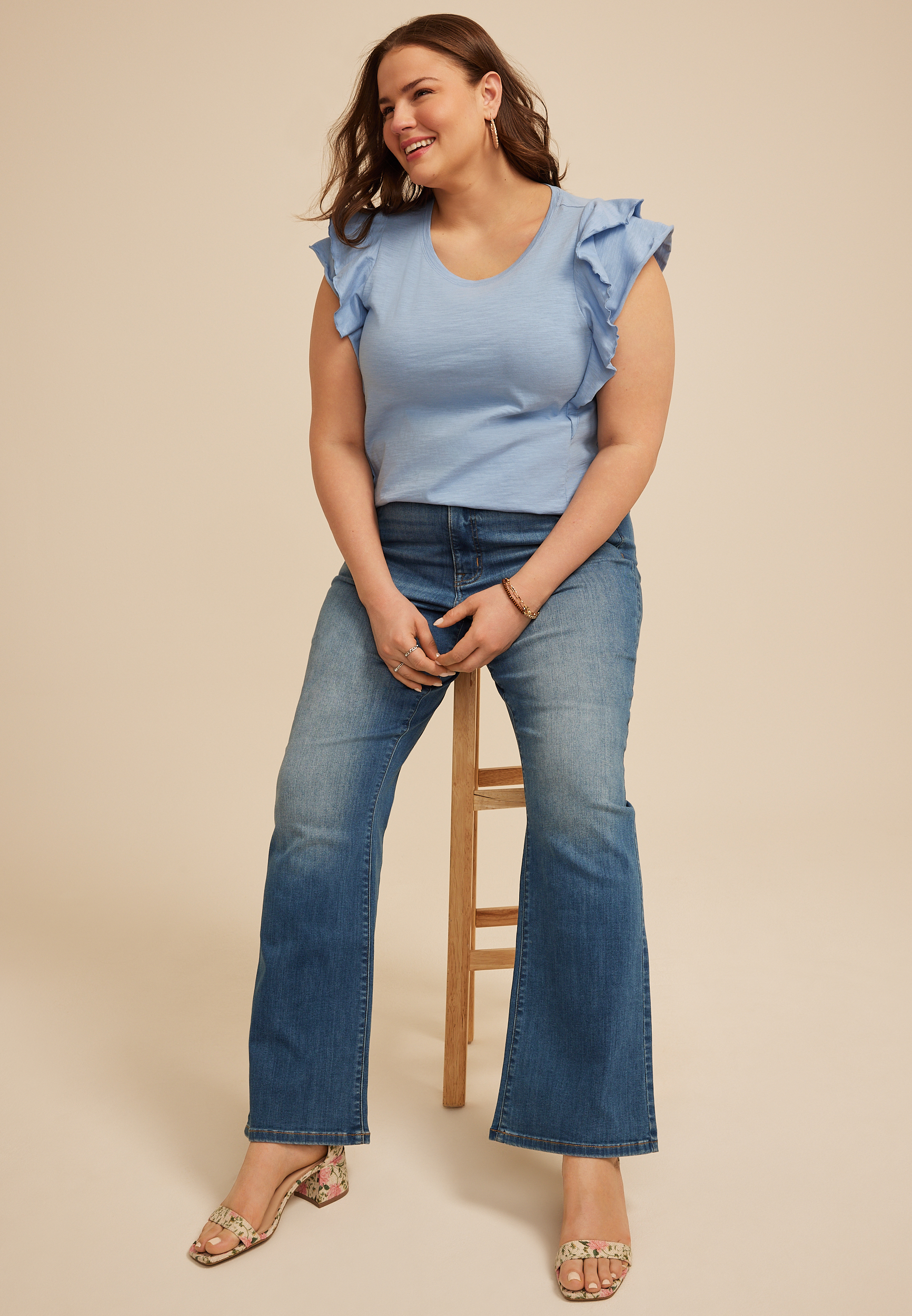 Plus Size 24/7 Double Flutter Sleeve Tee - thumbnail 9