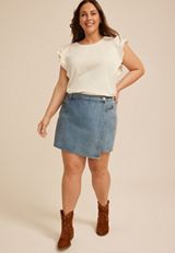 Plus Size 24/7 Double Flutter Sleeve Tee, C9298, small