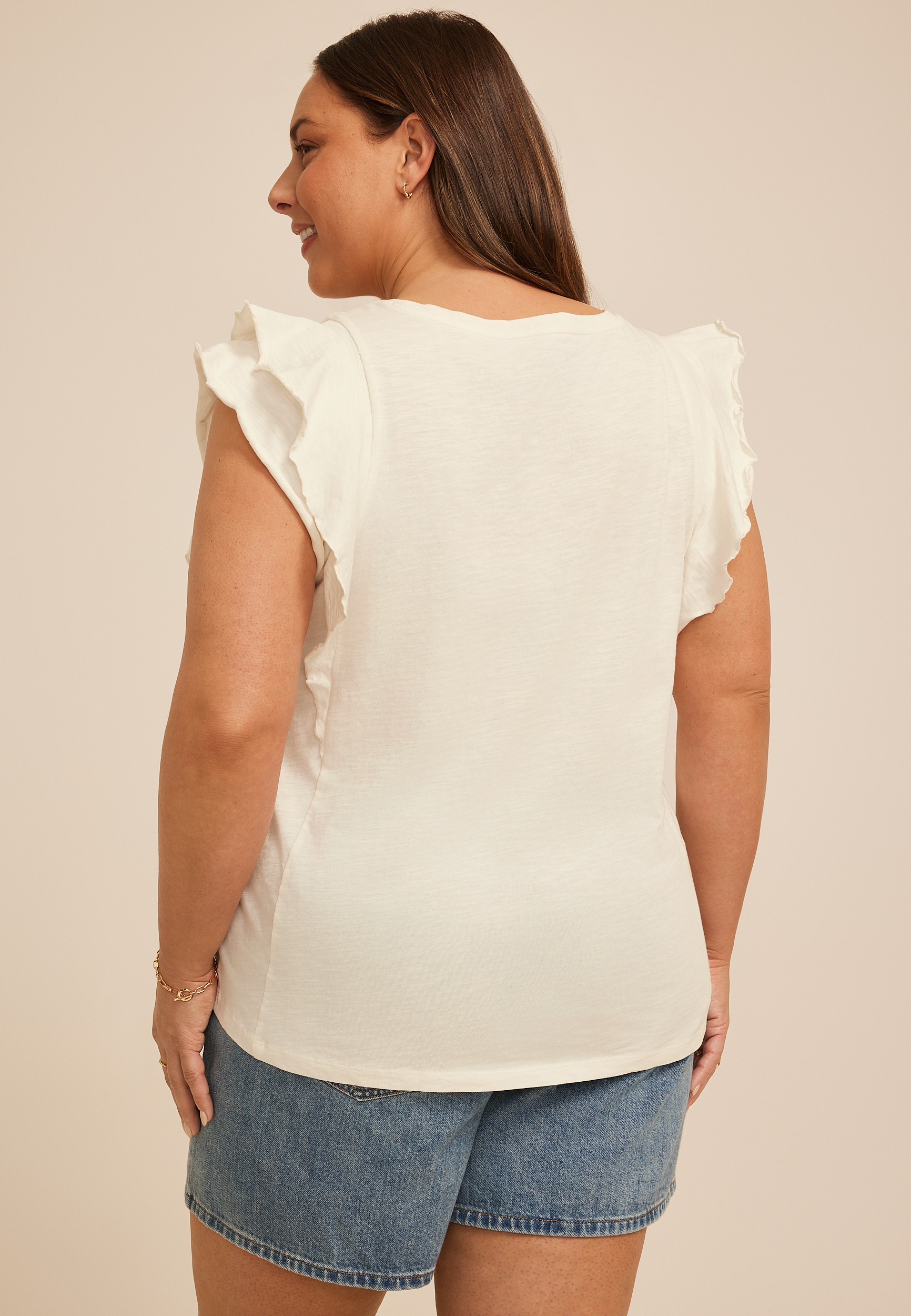 Plus Size 24/7 Double Flutter Sleeve Tee, C9298, large