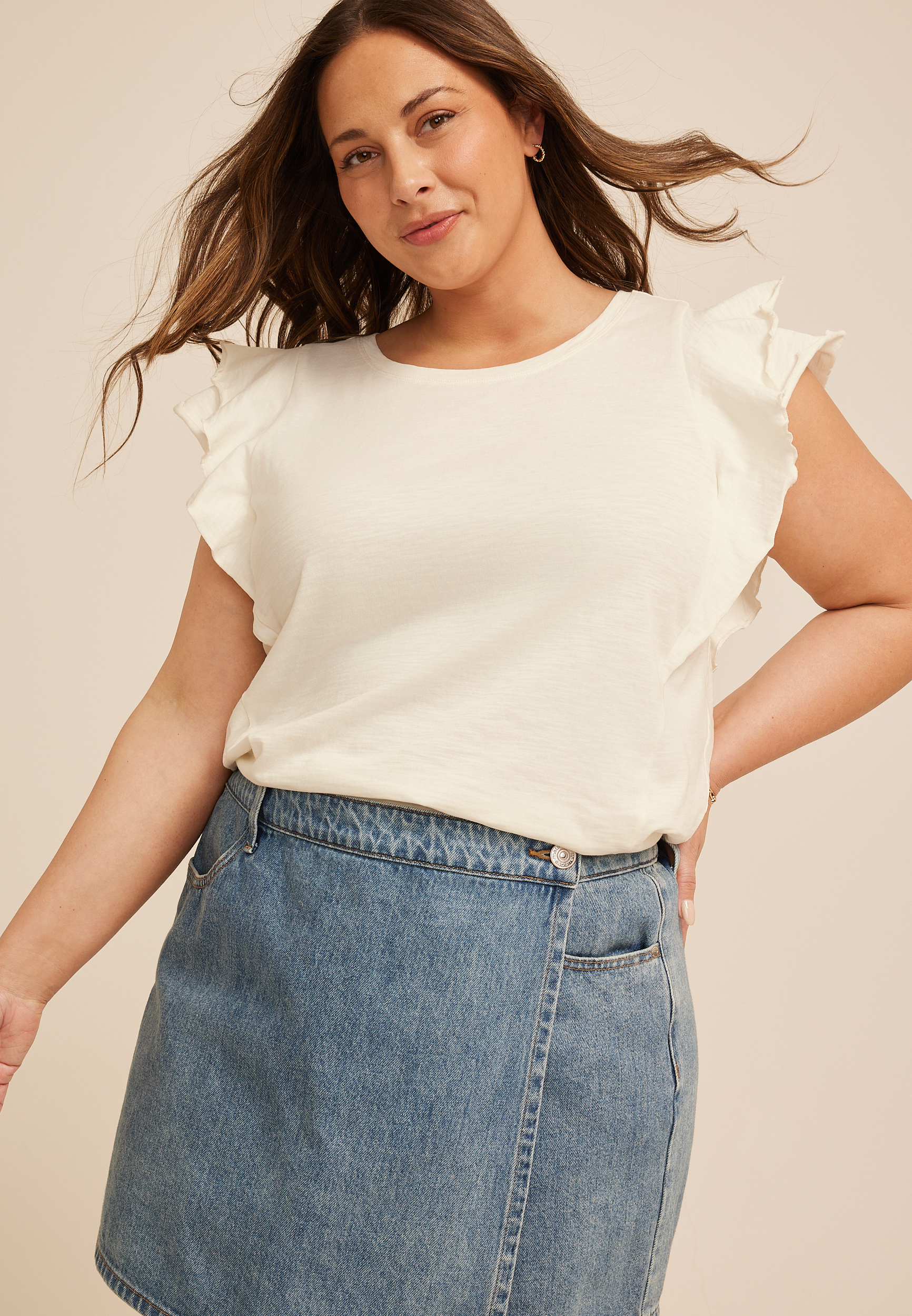 Plus Size 24/7 Double Flutter Sleeve Tee