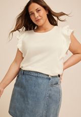 Plus Size 24/7 Double Flutter Sleeve Tee, C9298, small