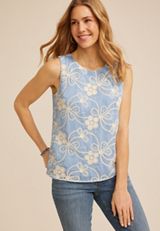 Floral Embroidered Tank Top, C8408, small