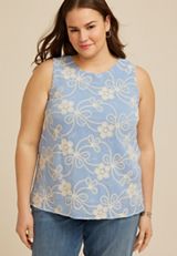 Plus Size Floral Embroidered Tank Top, C8408, small