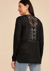 Lace Back Waterfall Open Front Cardigan, C106, small
