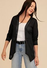 Lace Back Waterfall Open Front Cardigan, C106, small