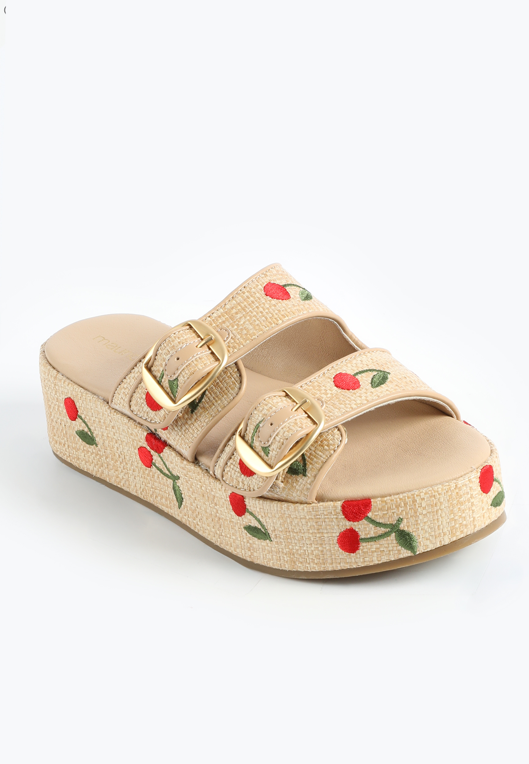 SuperCush Cherry Raffia Flatform Slide Sandal