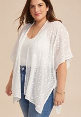 Embroidered Floral Sheer Open Front Kimono, C223, small