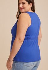 Plus Size Floral Embroidered Tie Front Tank Top, C9388, small