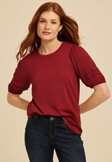 Pintuck Puff Sleeve Blouse, C3173, small