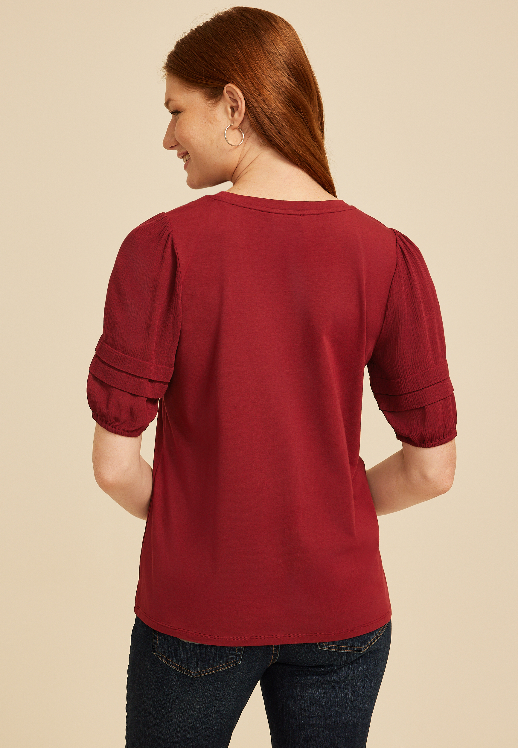 Pintuck Puff Sleeve Blouse, C3173, large