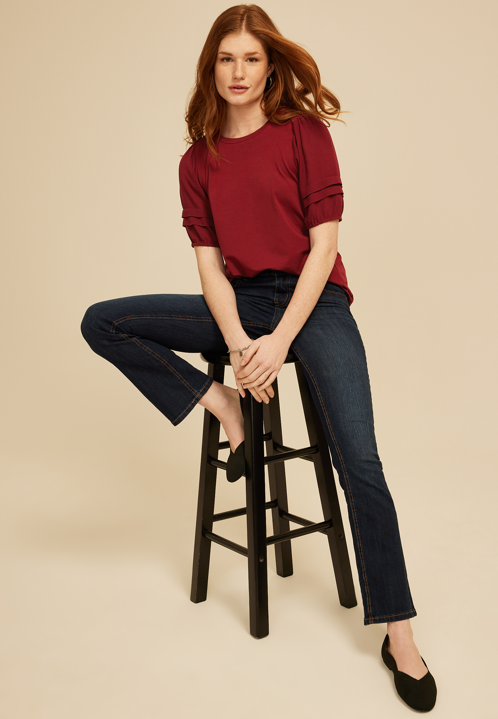 Pintuck Puff Sleeve Blouse, C3173, large
