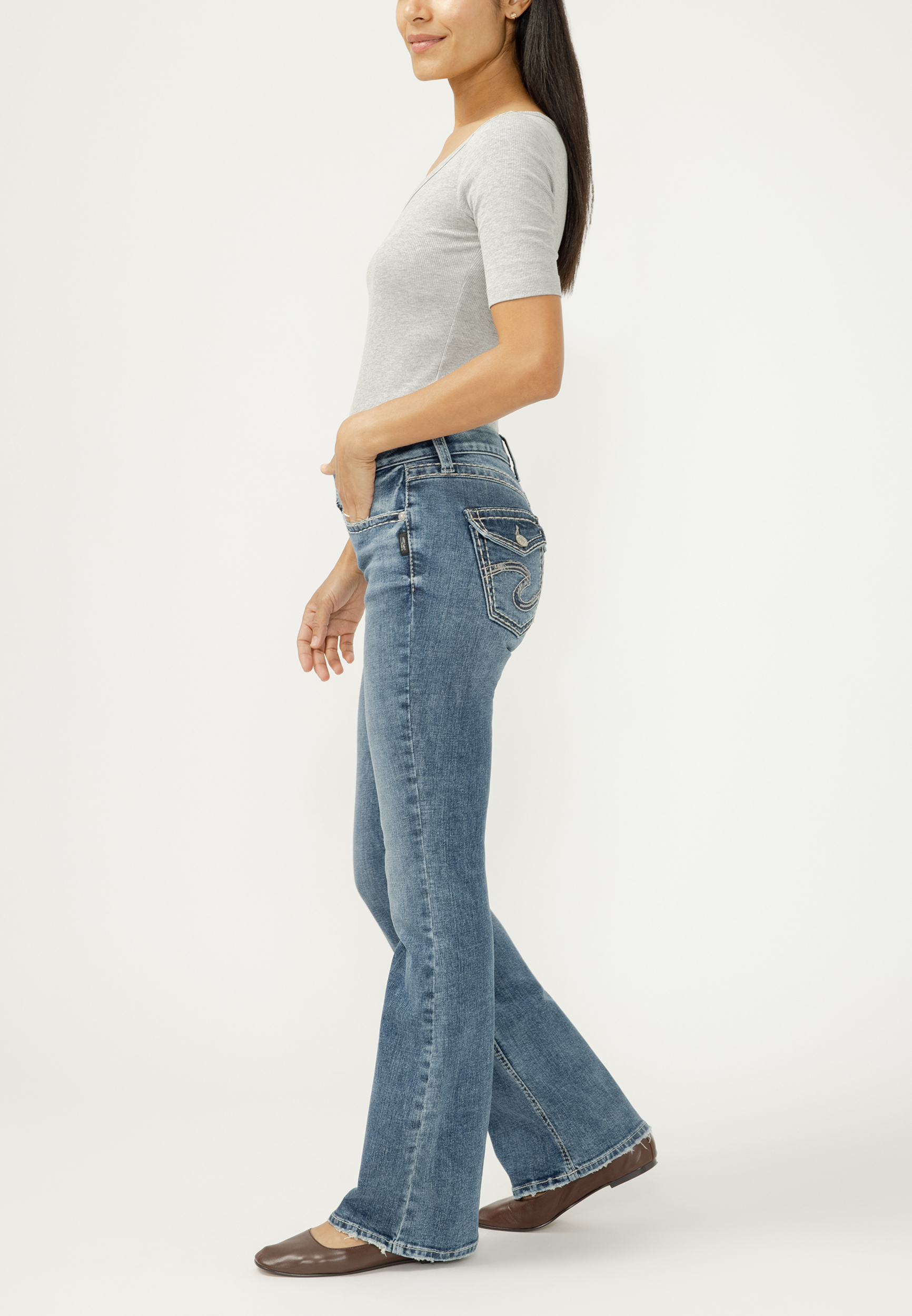 Silver Jeans Co.&reg; Suki Curvy Mid Rise Thick Stitch Bootcut Jean, C3337, large