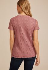 Crochet Short Sleeve Top, NOSTALGIA ROSE, small