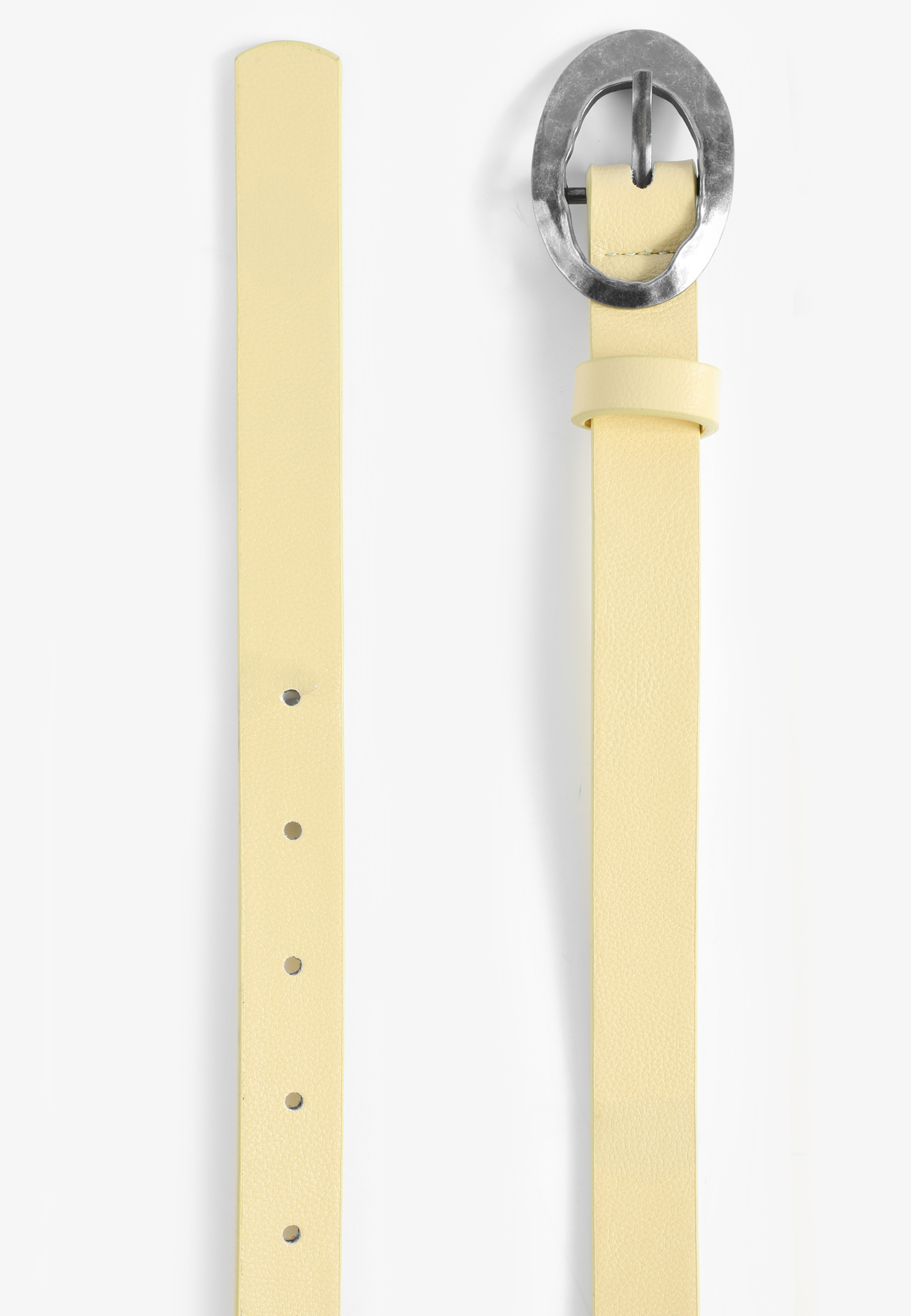 Plus Size Hammered Oval Buckle Yellow Faux Leather Belt, C221, large